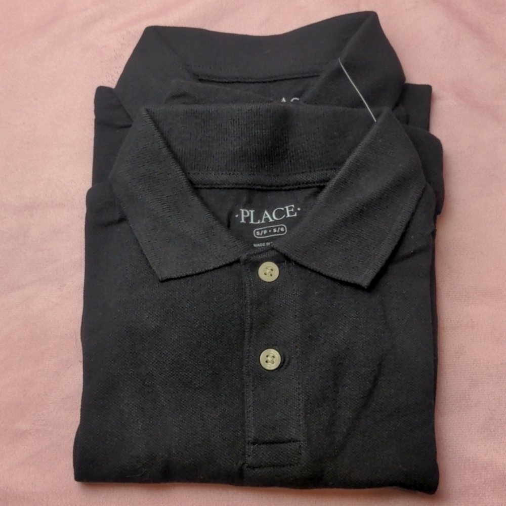The Children's Place 2 Pack Black Short Sleeve Polo Shirts size Small 5/6